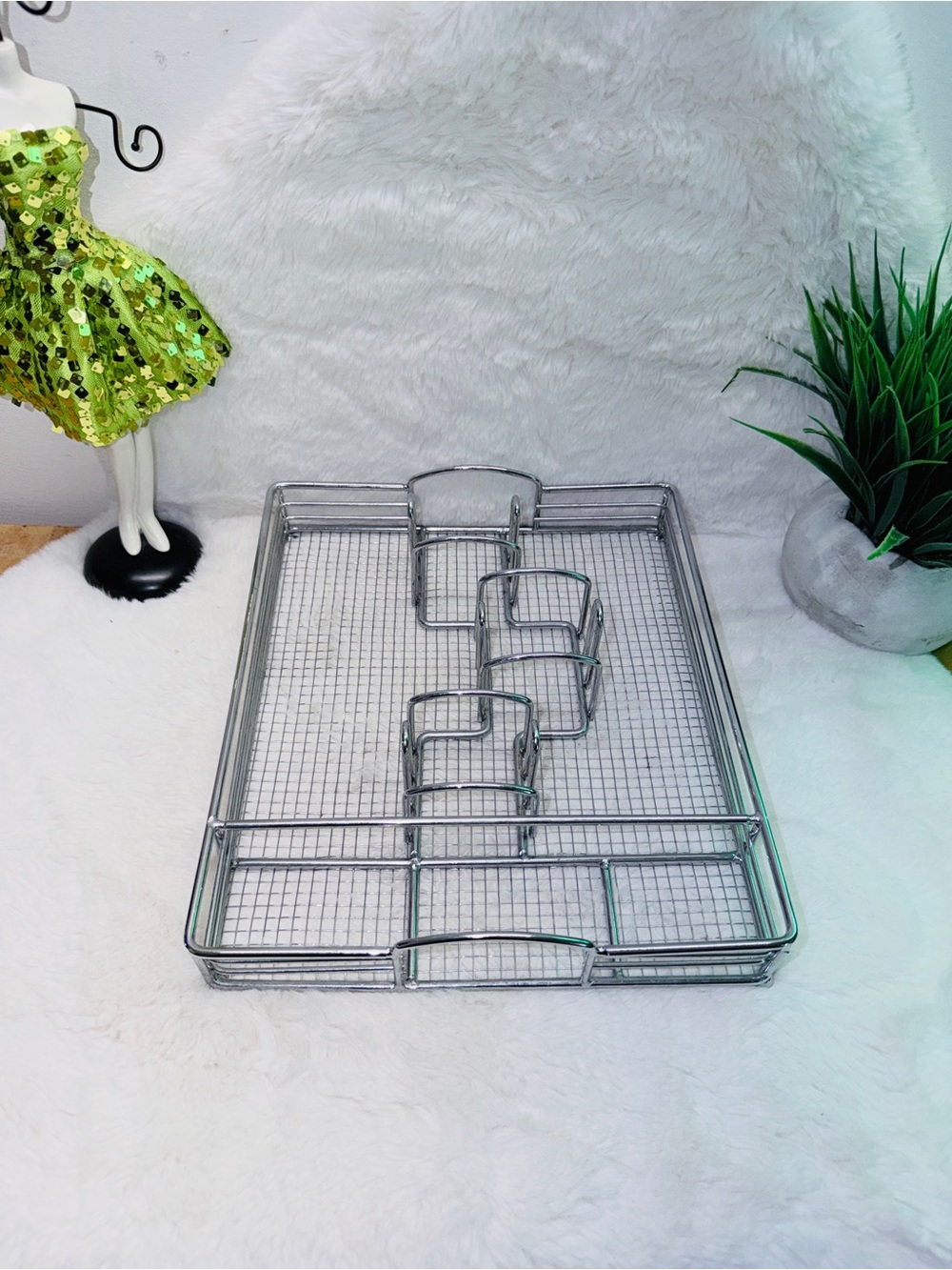 Chrome Wire Make Up Organizer Counter Top Tray w/ Dividers 💄